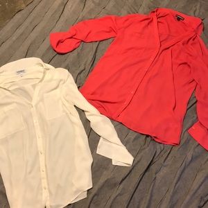 Express Sheer Long Sleeve Blouses. TWO FOR ONE